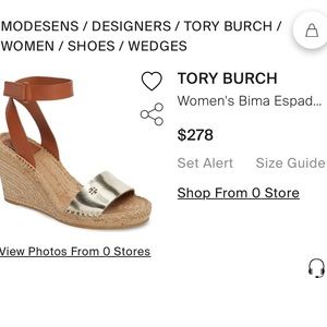 Tory Burch Women’s Bima Espadrille Platform Wedge Sandals in Gold size 7